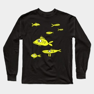 School of fish with yellow fish Long Sleeve T-Shirt